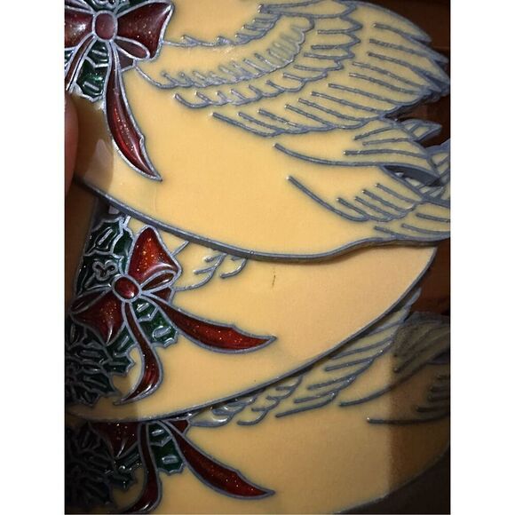 Vintage Glass Suncatchers Christmas Wreaths Swans 3 piece lot MCM - Picture 6 of 7